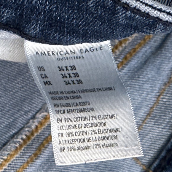 American Eagle Jeans Men's 33x29* Slim Straight Medium Wash Denim‎ Airflex Plus - Picture 8 of 10